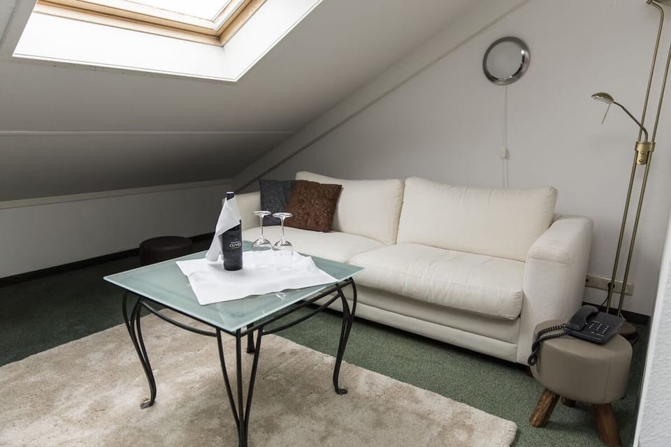 Sip wine and lounge on the sofa under skylight.