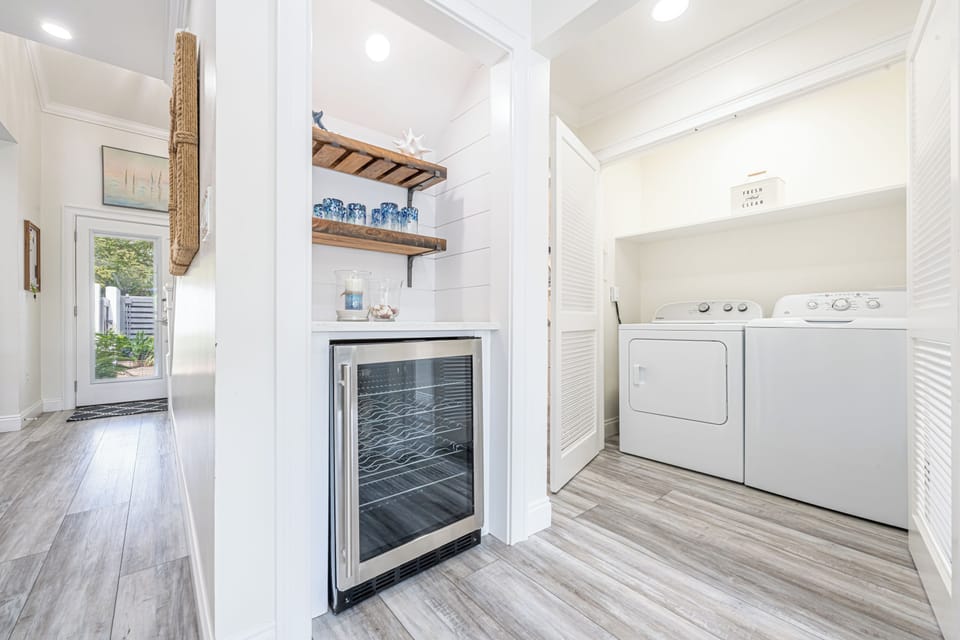 Beverage Cooler Bar Area and Laundry Room