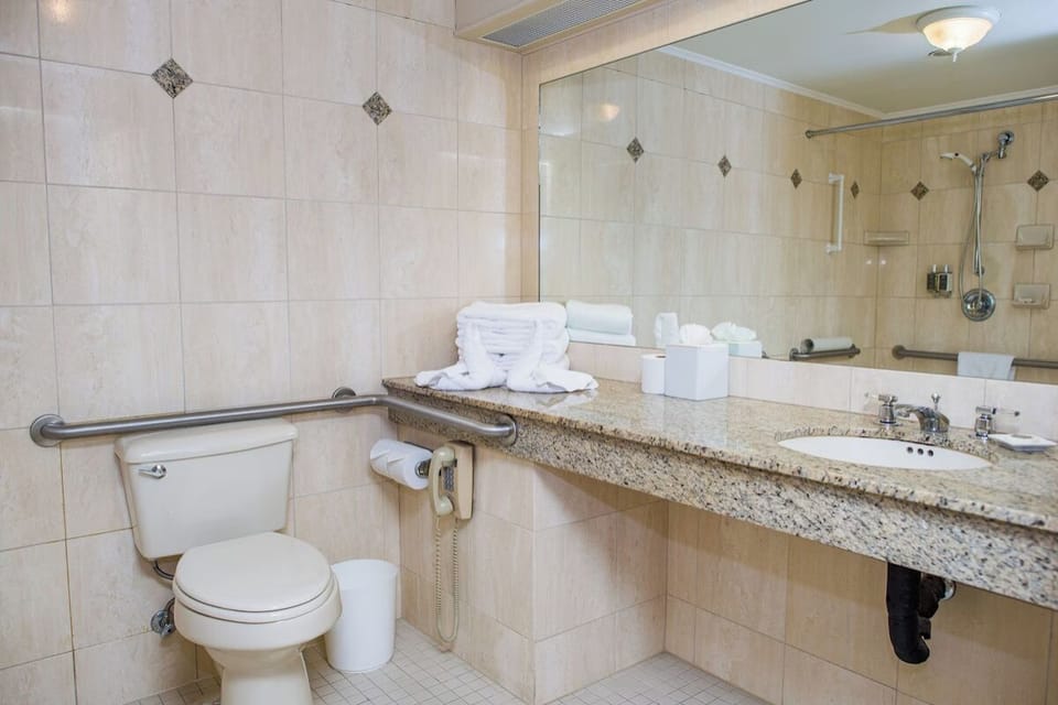 Freshen up in a clean, spacious bath with wide vanity.