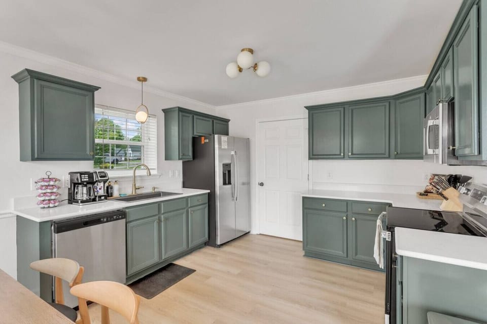 Kitchen located off the dining room and living room for easy flow.