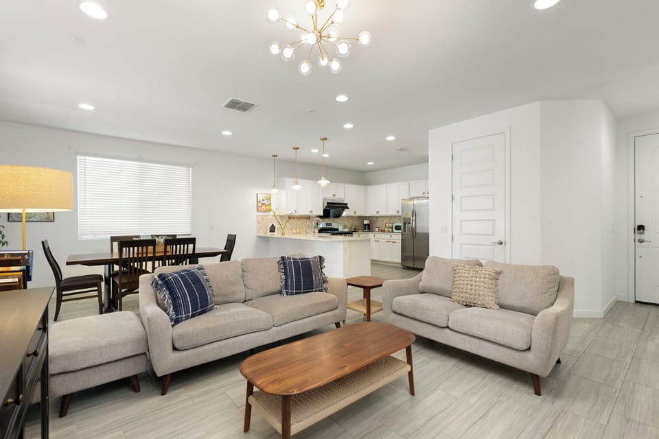 Comfortable seating area ideal for relaxing before nearby concerts or events.
