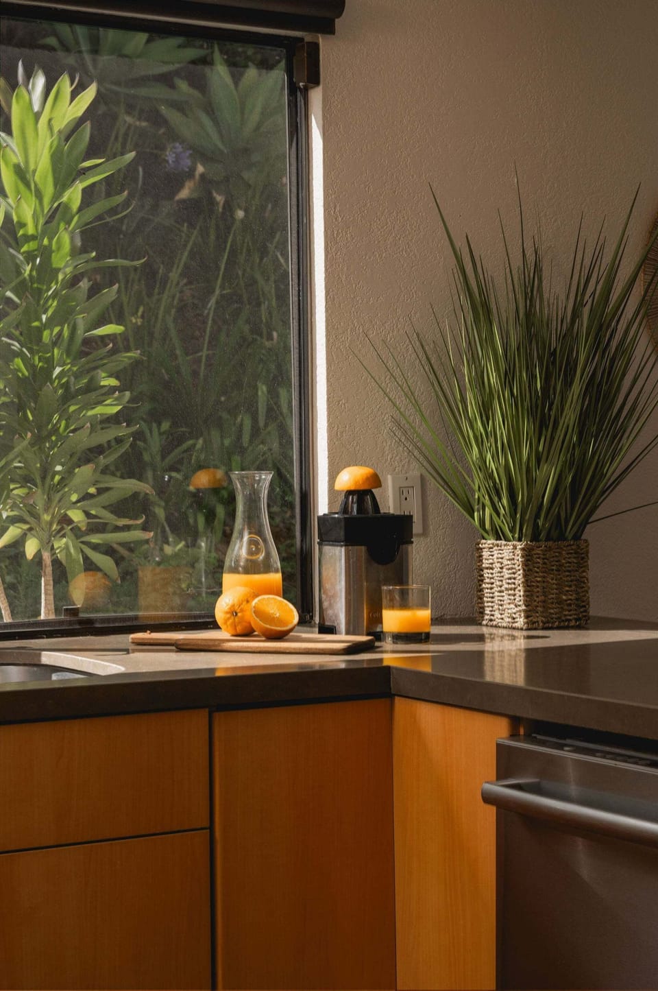 There are various appliances, including a citrus juicer, crock pot, blender and more