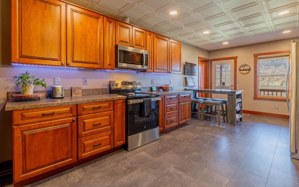 The beautiful kitchen with eat in dining space