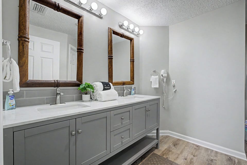 Double vanity bathroom with plenty of space to get ready