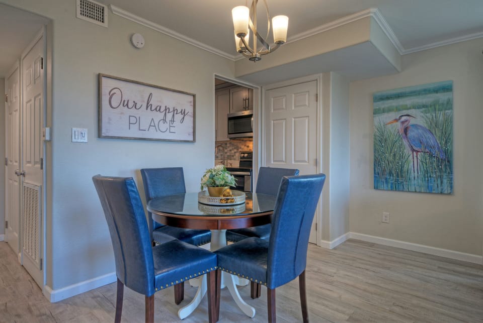Intimate dining set for four, perfect for enjoying home-cooked meals.
