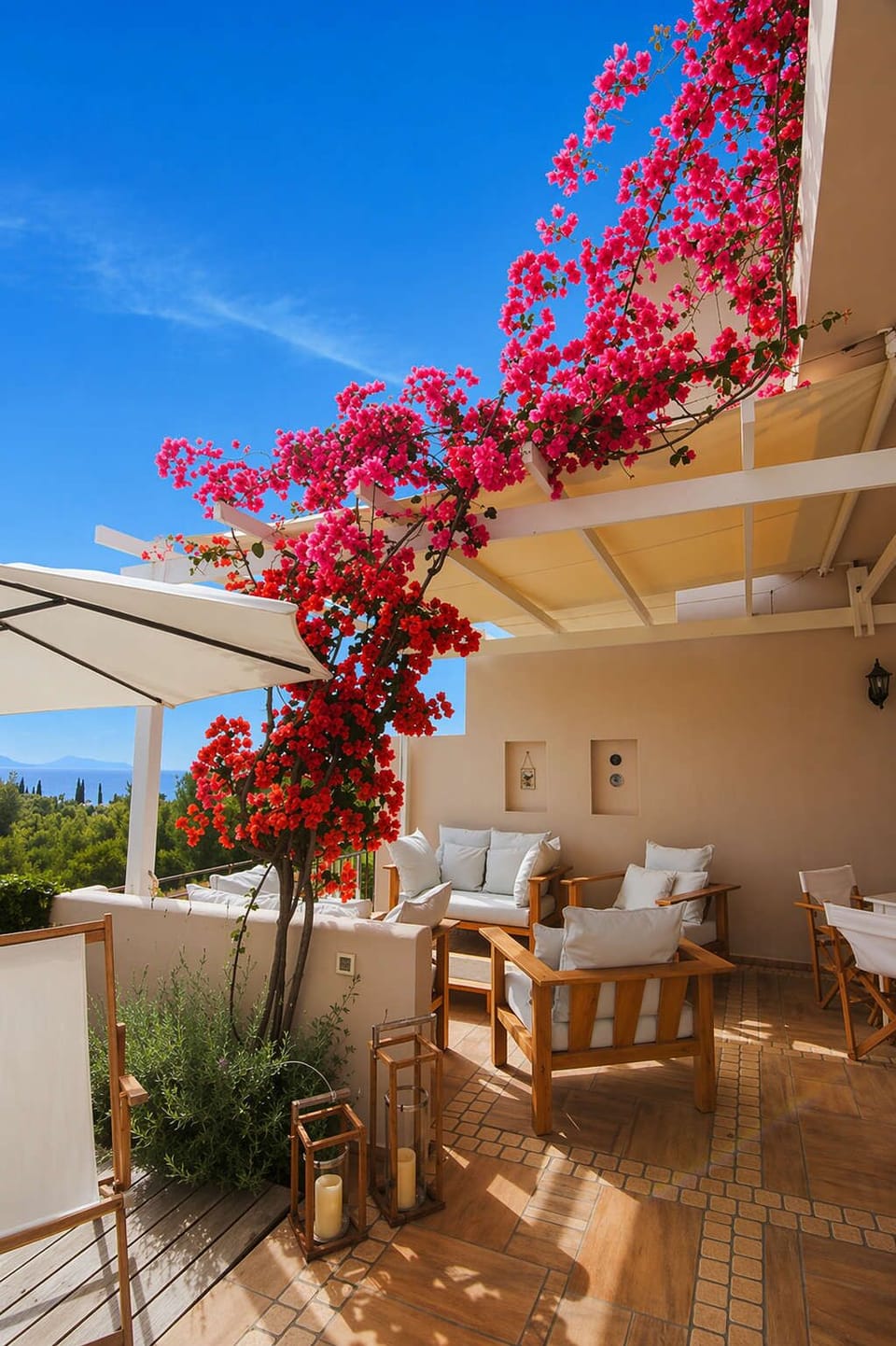 Bright East-Facing Balcony with Outdoor Seating Area