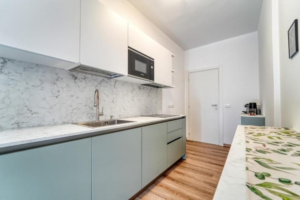 Apartment, Balcony, City View | Private kitchen | Fridge, microwave, stovetop, dishwasher