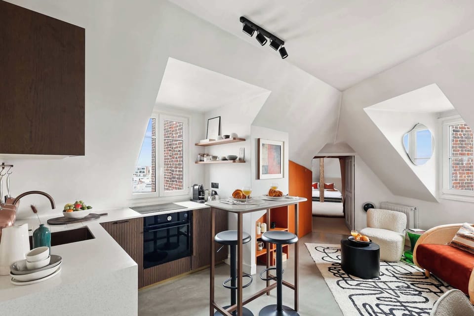 The open-plan living, kitchen and dining area