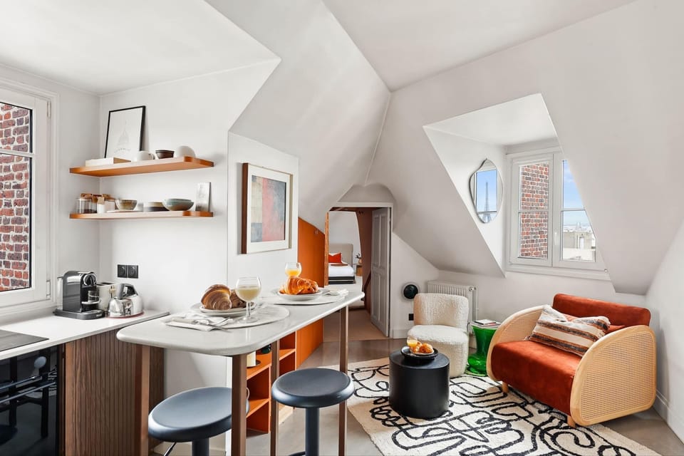 The open-plan living, kitchen and dining area