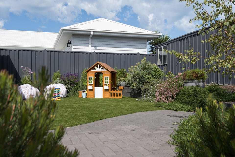 Backyard with children's play area