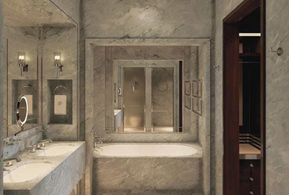 Deluxe Suite | Bathroom | Separate tub and shower, rainfall showerhead, free toiletries