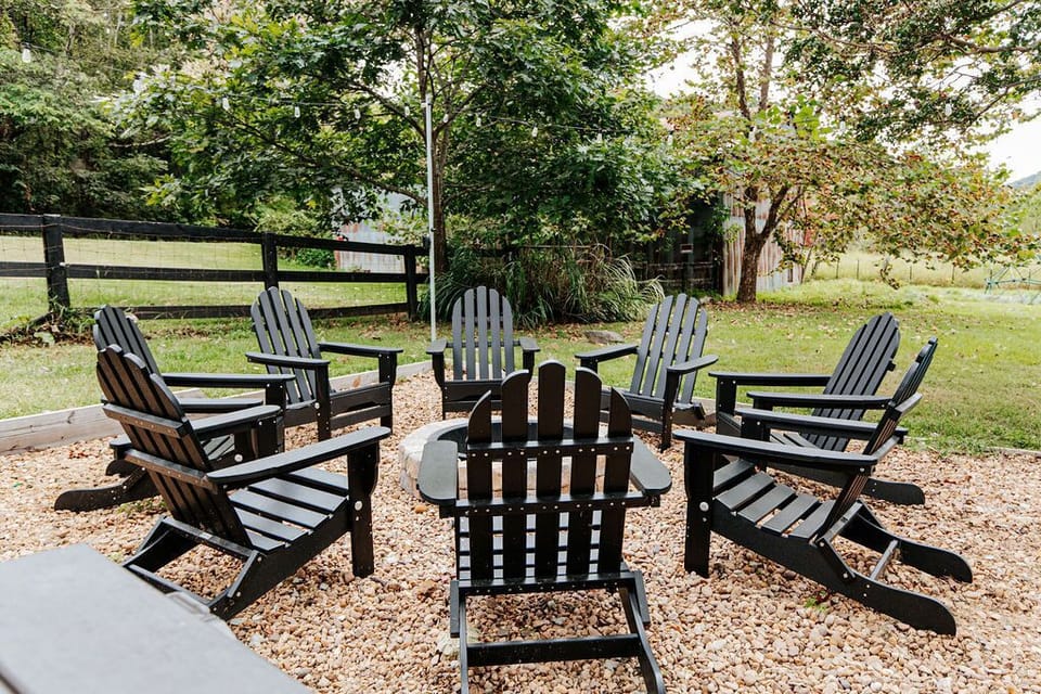 Outdoor fire pit with ample seating for friends and family!