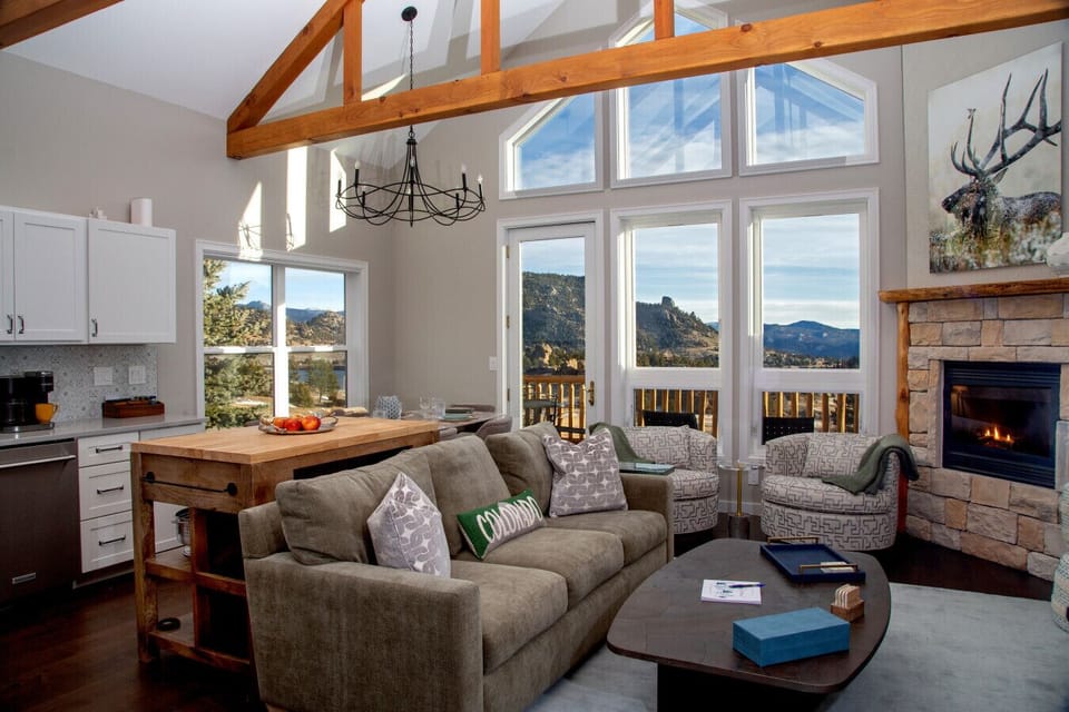 Relax by the fireplace watching your favorite shows