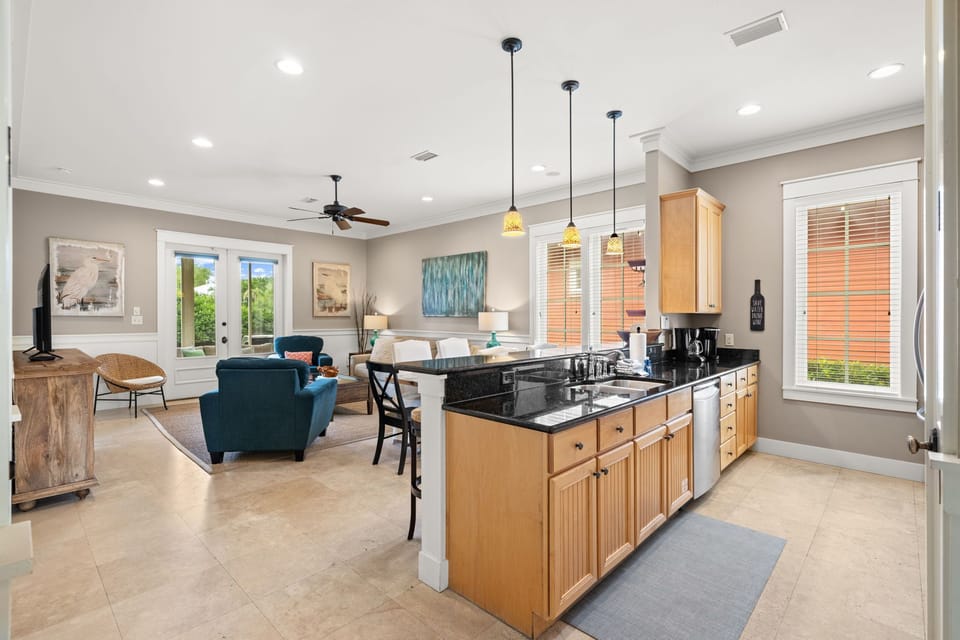 Open Concept Kitchen, Dining and Living Areas