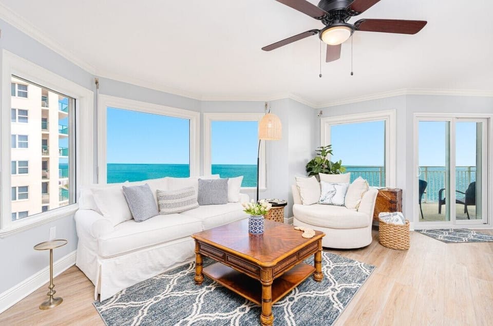Oceanfront living room.