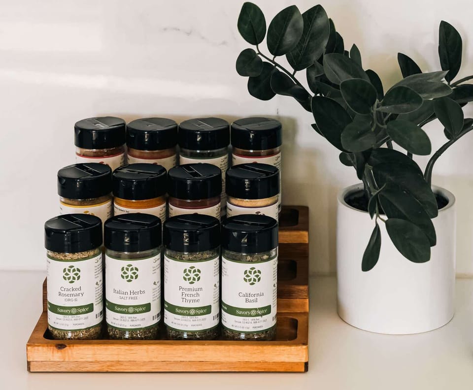 A well seasoned stay, full spice kits and all the seasonings provided by sustainably sourced and fair traded, Savory Spice.