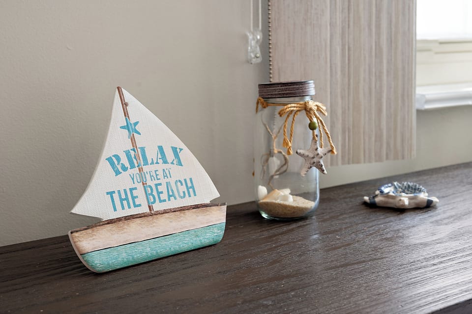 The sign says it best. Relax. You're at the beach