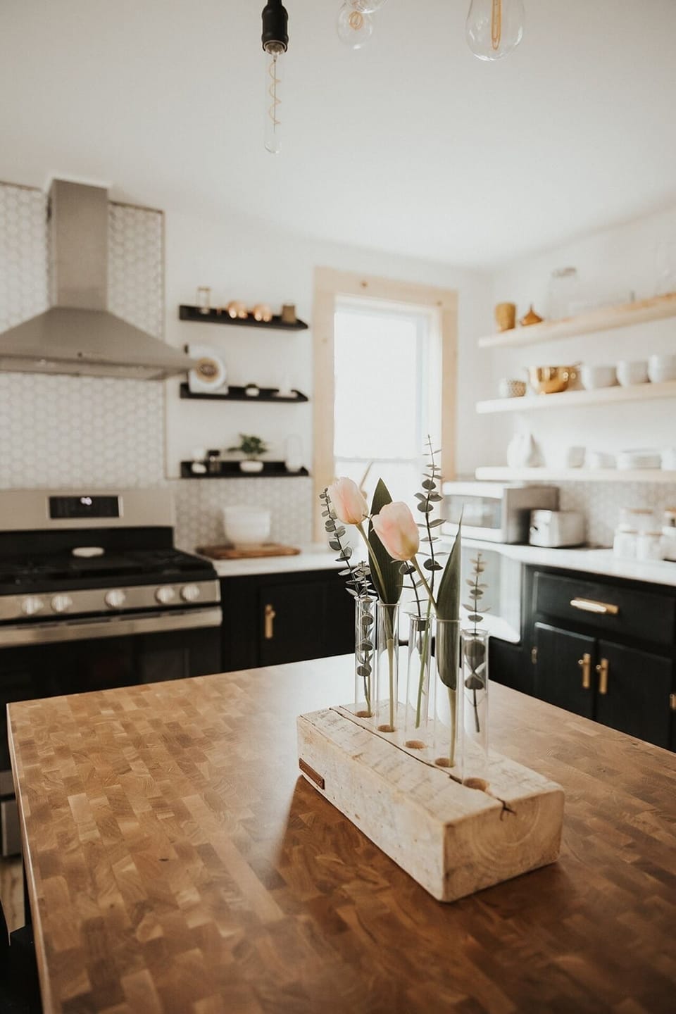 Prep your meals or take a seat at the kitchen island. There's seating for two. 