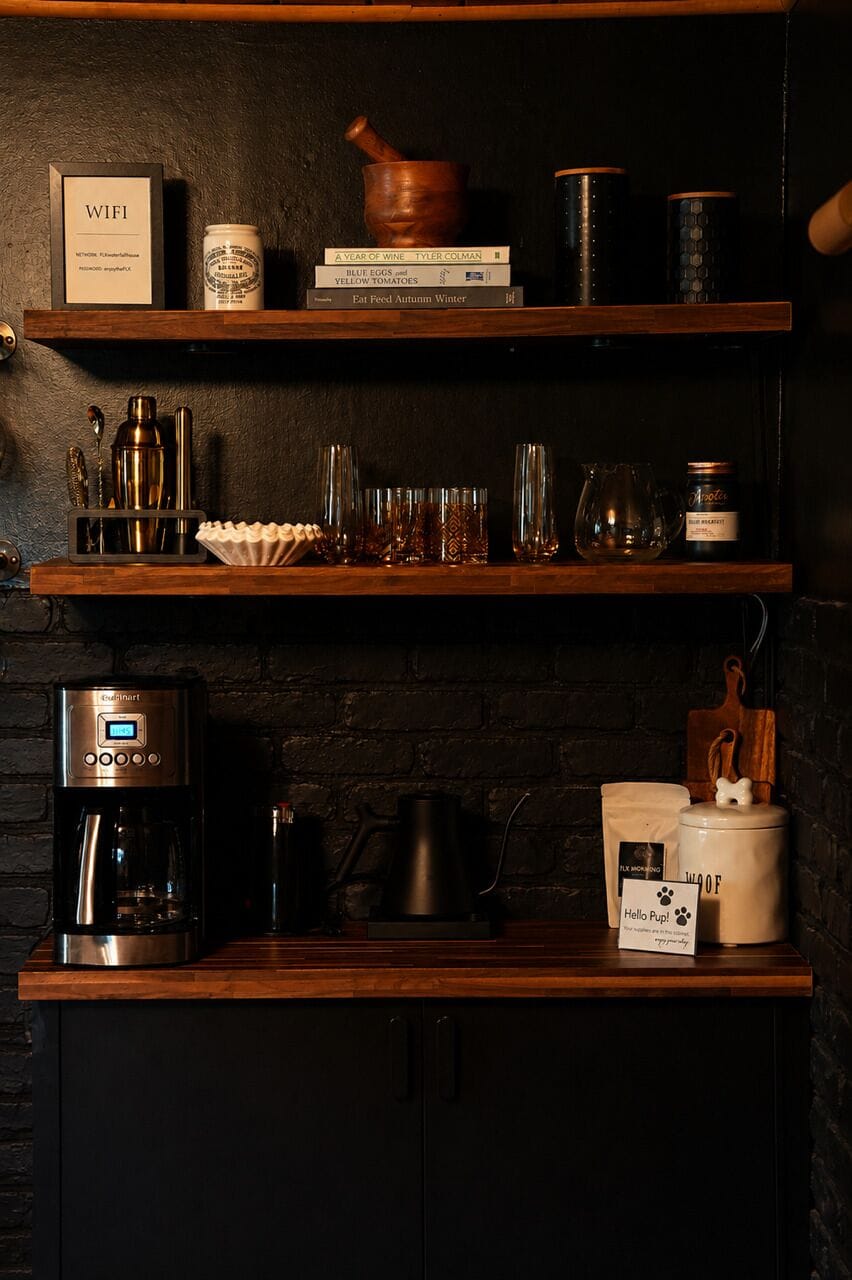 Coffee, tea & wine bar, this corner is a guest favorite. 