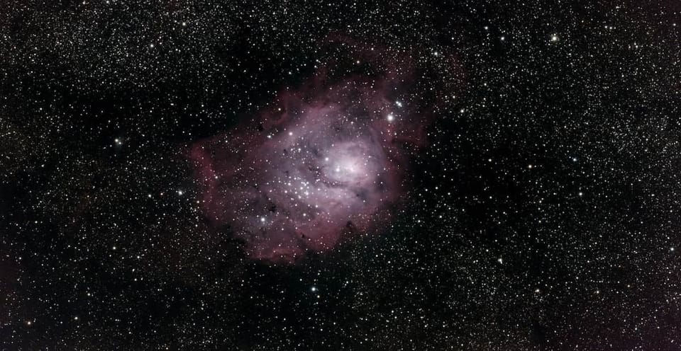 One of our guests shot this from the flagstone pad — the Lagoon Nebula, a stellar nursery 5,000