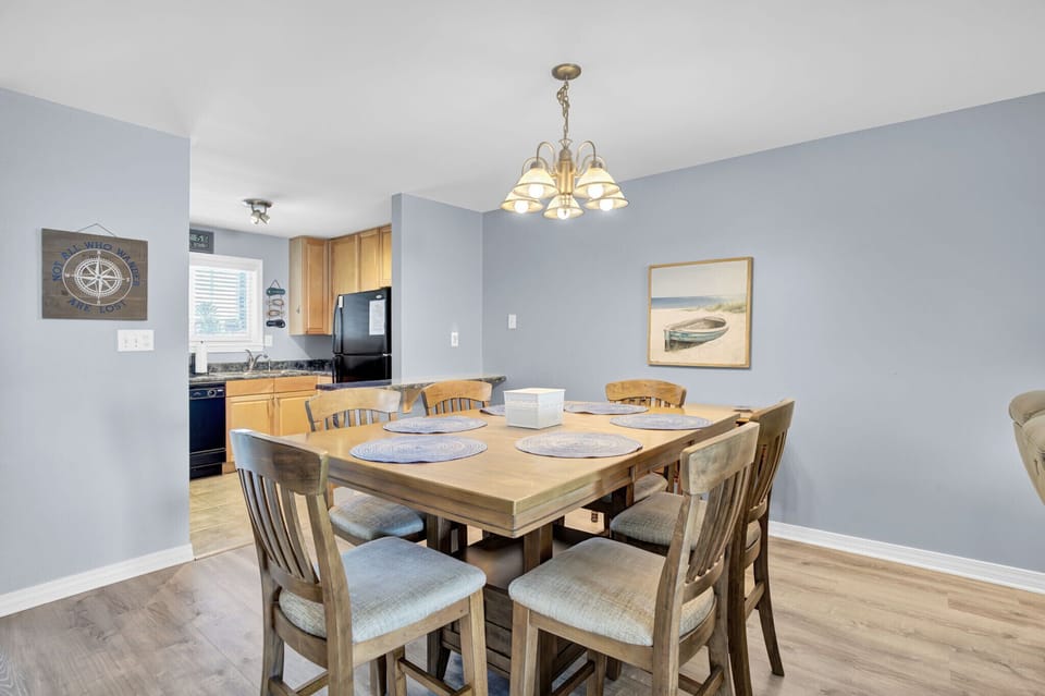 Enjoy a nice meal, your favorite game or puzzle on the oversized 6-person dining table.