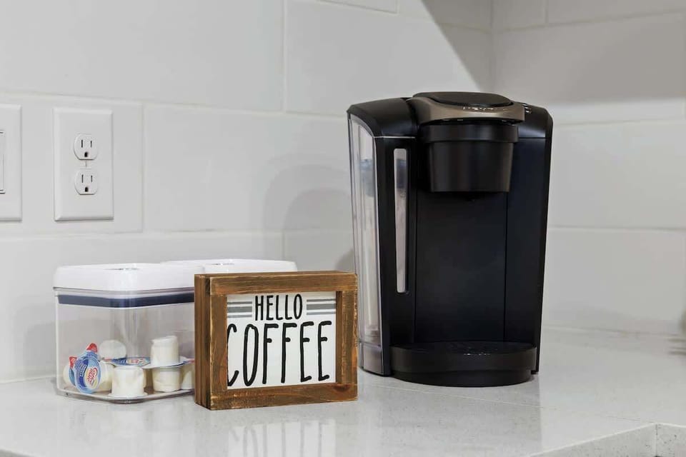 Coffee Corner: Energize your mornings with a modern coffee station and delightful creamers!

