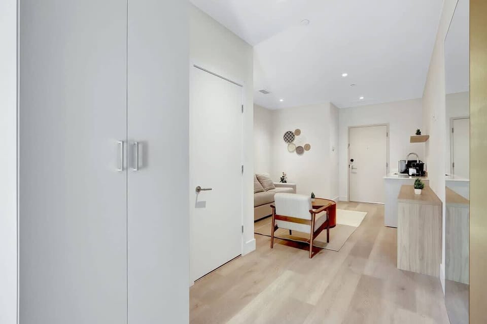 Living area with a Queen-sized sleep sofa.