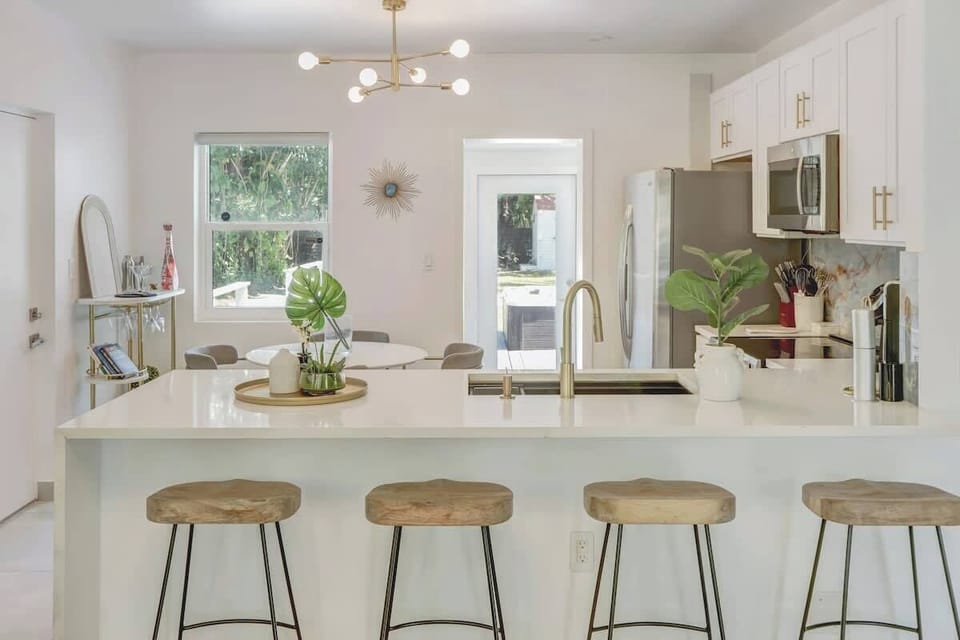 Cozy dining space perfect for meals, work, or gathering together.