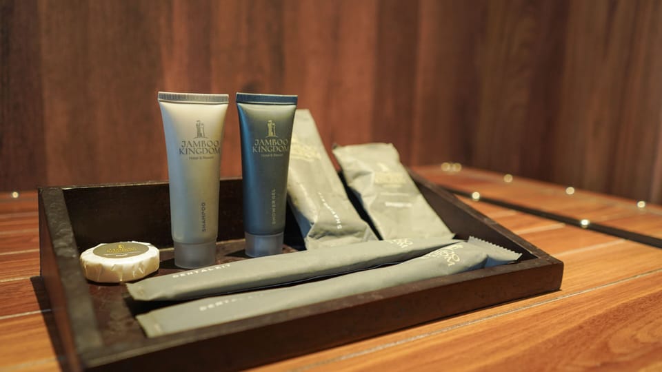 Bathroom amenities | Shower, free toiletries, hair dryer, slippers