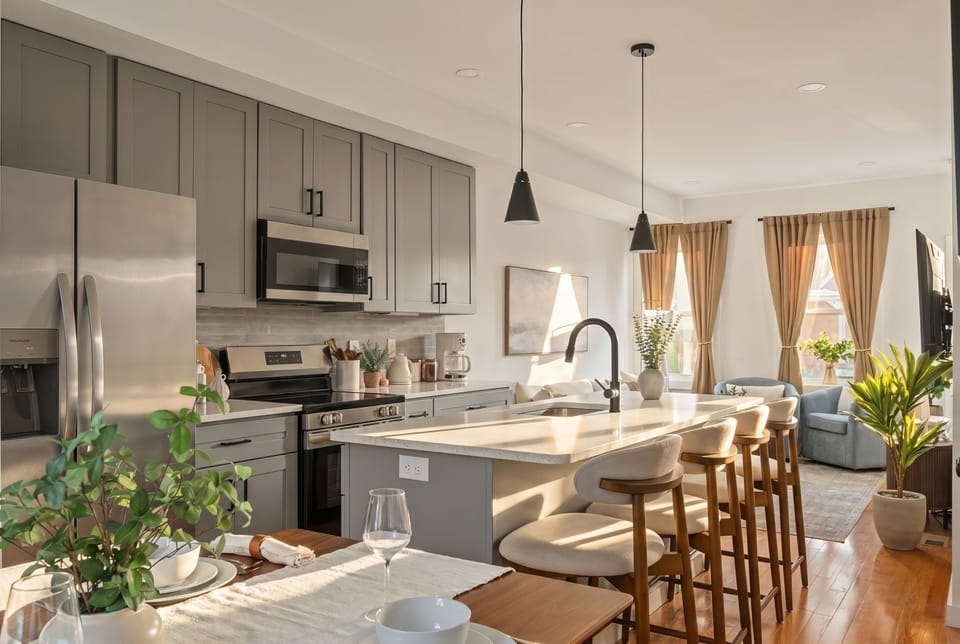 Fully Stocked modern kitchen when seating for 8