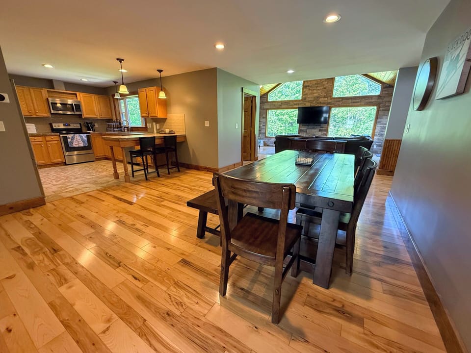 Enjoy home cooked meals with the convenience of a large dining table