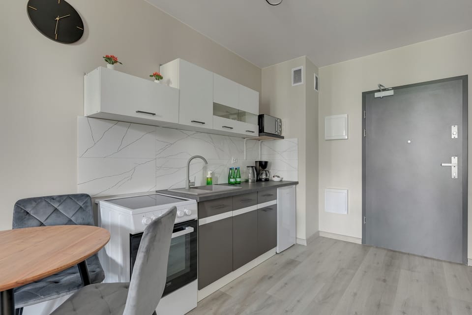 Comfort Apartment | Private kitchenette | Oven, cleaning supplies, paper towels