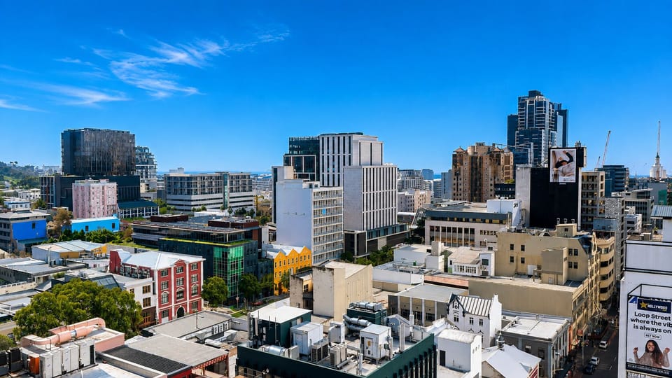 Panoramic Cape Town city skyline with vibrant streets and urban views