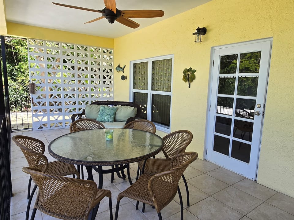 The veranda is perfect for dining alfresco