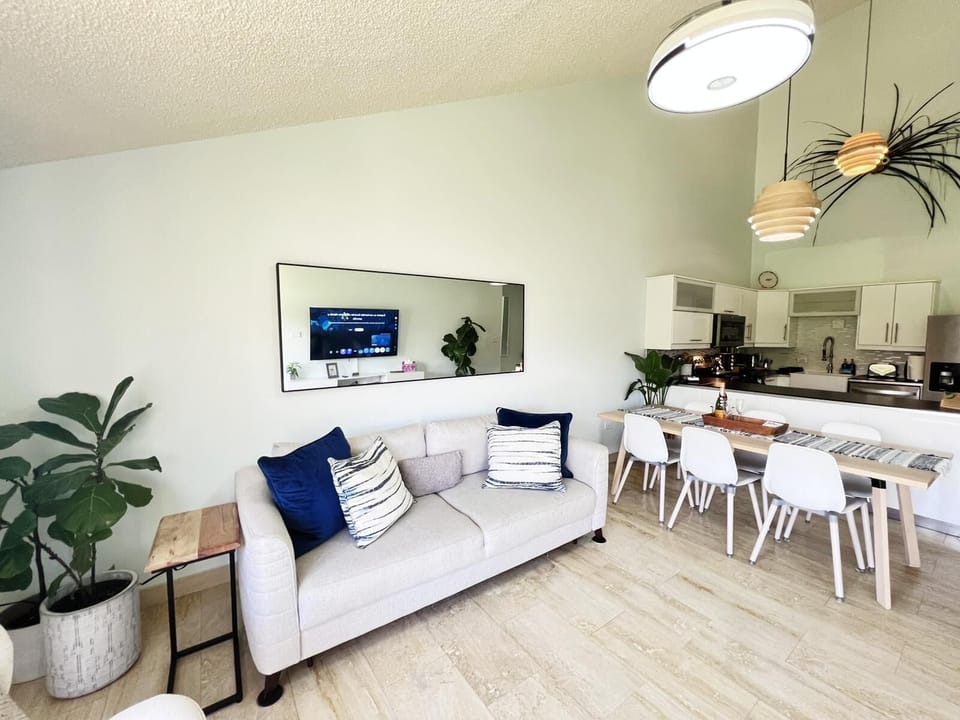 Open living room with seating and dining areas
