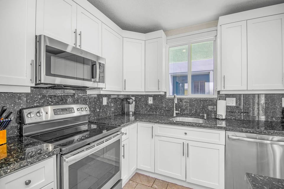 Kitchen microwave, oven and kuerig