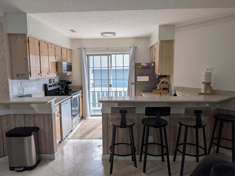 Kitchenette and bar seating