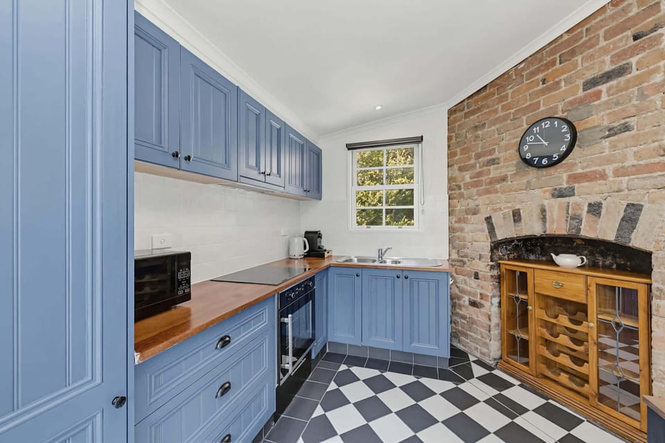 Unique fully equipped kitchen with fridge, oven, stove, microwave, toaster, kettle and more!
