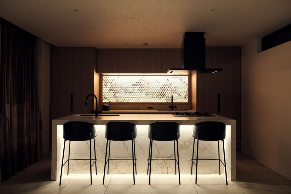 Luxury Villa | Private kitchen | Fridge, microwave, stovetop, electric kettle