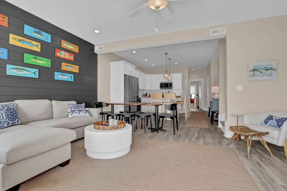Living room with large, soft couch