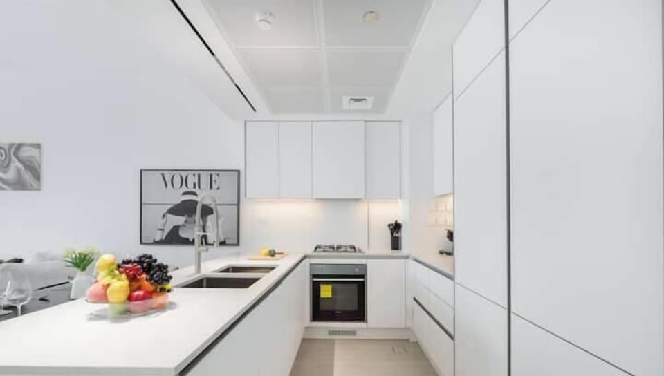 Luxury Apartment, Balcony, Park View | Private kitchen | Full-size fridge, microwave, oven, stovetop