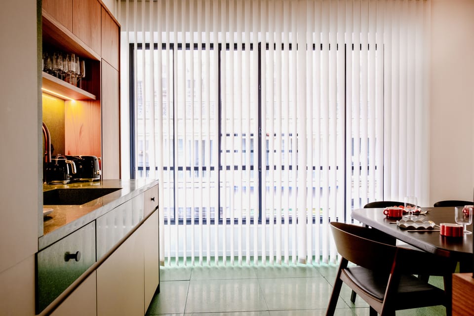 Family Apartment, City View | Private kitchen | Full-size fridge, microwave, oven, stovetop