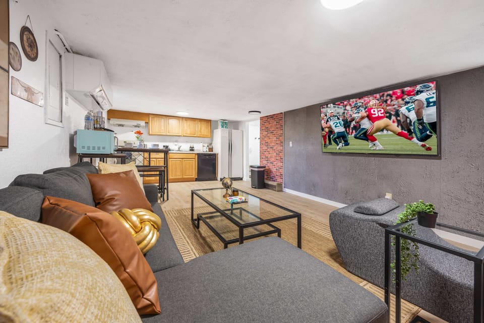 Comfortable living room with a smart TV—great for movie nights or catching the game.