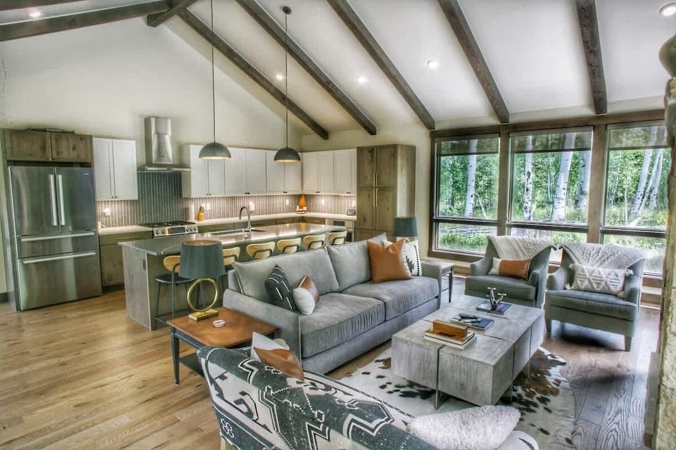 Beautifully appointed Living Room/Kitchen