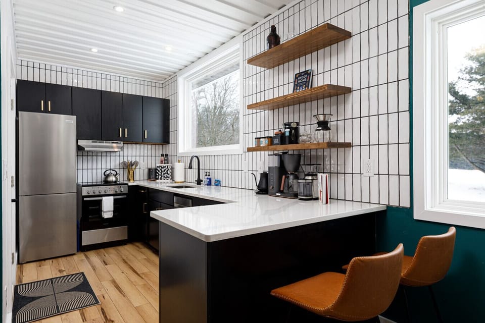 Full kitchen with modern appliances