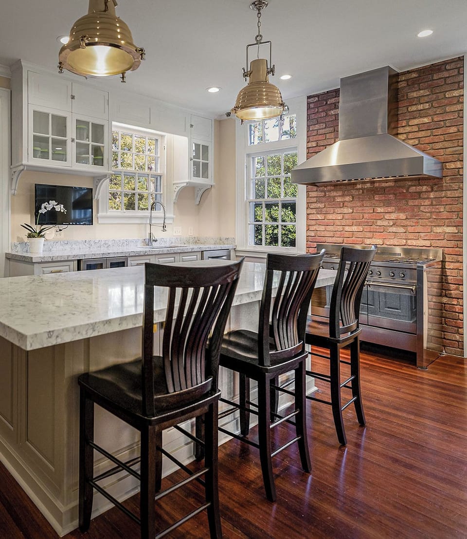 Spacious kitchen with center island