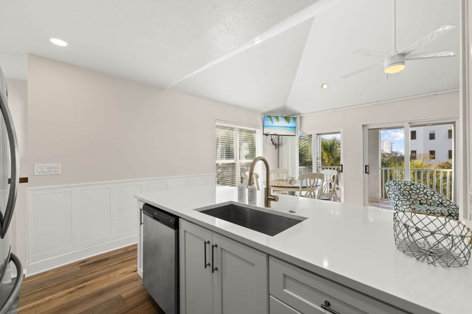 A Perfect Summer East Kitchen and viewn to Dining Area