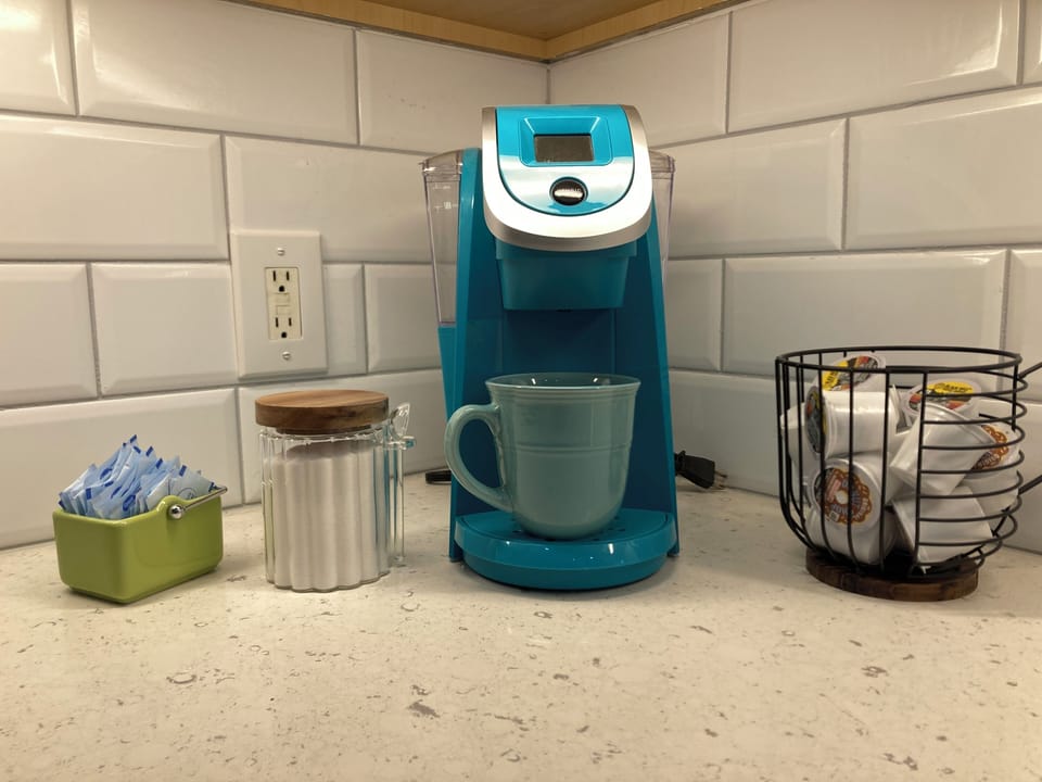 Coffee? Keurig coffee maker with some K Cups to get you started.