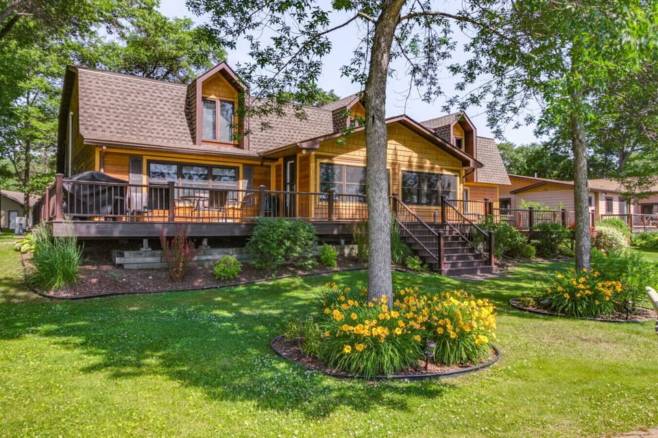 Back Exterior | Beautiful Lakefront Home with Deck