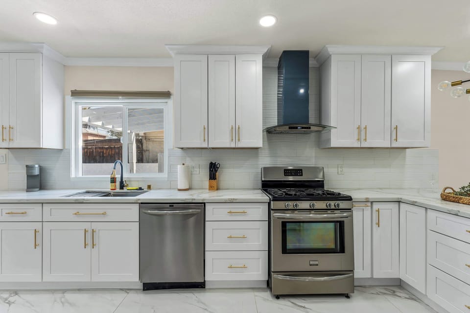 Modern kitchen with stainless appliances